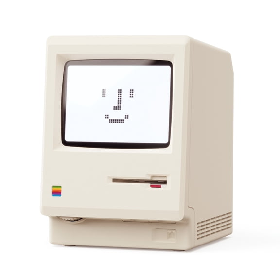 Retro Macintosh Design Digital Alarm Clock, Maclock Rechargeable Desktop Decor Clock with Adjustable Brightness for Students Home Office