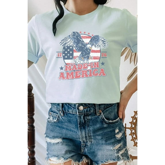 Retro Made In American 1776 Eagle Graphic Tee T-Shirt