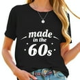 thumbnail image 1 of Retro 'Made in the 60s' Graphic Cotton Short Sleeve T-Shirt with Stars - Vintage Style Tee for Casual Wear, 1 of 5