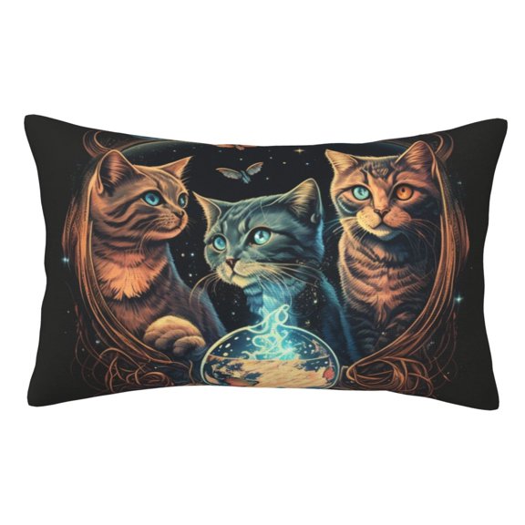Retro Magic Cats Cool Cat Pillowcase 20x30 Rectangle Throw Pillow Case Cover Cushion with Hidden Zipper for Sofa Couch Car