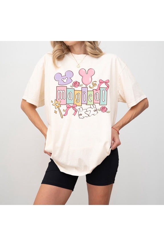 Retro Magical Coquette Disney Comfort Colors Shirts, Disneyland Family Tee, Holiday Gift Shirt