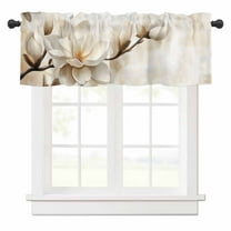 Retro Magnolia Valances for Windows White Floral Rod Pocket Curtain Valance Window Treatment Short Curtains for Kitchen Living Room, 54"x18"