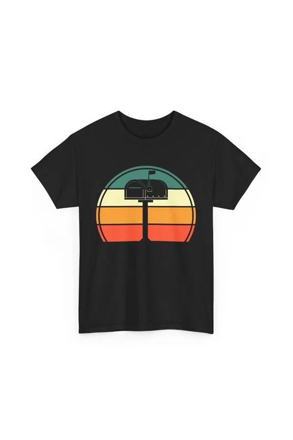 Retro Mailbox Sunset Vintage Postal Mail Carrier Style Unisex T-Shirt, Size S-5XL