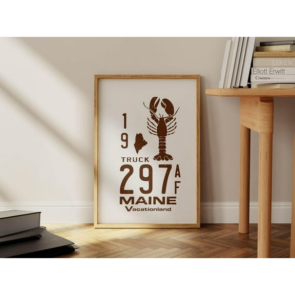 Retro Maine State Travel Wall Art, Unframed Canvas Size 8x12