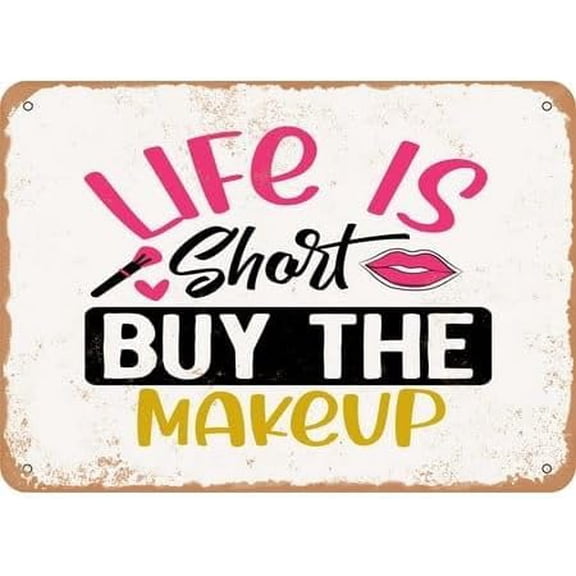 Retro Makeup Aluminum Wall Decor Sign 8x12 Inch Durable Metal Tin for Home Cafe Garden