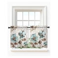 thumbnail image 1 of Retro Mallow Flowers Tier Curtains 36 Inch Length,Sheer Curtains for Bedroom Living Room Window Spring Floral Butterfly Elegant Rod Pocket Drapes Kitchen Curtains Small Half Window 27.5"x36" 2 Panels, 1 of 6