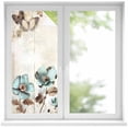 thumbnail image 1 of Retro Mallow Flowers Window Privacy Film, Spring Floral Butterfly Elegant Static Cling UV Sun Blocking Heat Control Window Tint Day and Night, Non-Adhesive One Way Windows Privacy Cover 17.7''x39.3'', 1 of 7