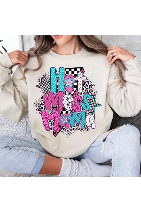 Retro Mama Sweatshirt, Preppy Mama Sweatshirt, Funny Mama Sweatshirt, Pink Mama Sweatshirt, Mother's Day Sweatshirt, Hot Mess Mama Sweatshirt, Trendy Mama Sweatshirt