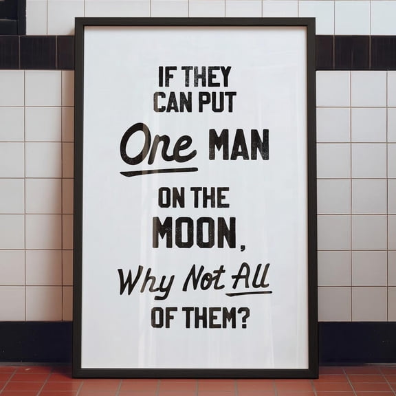 Retro Man On Moon Quote Print: Lake House Cabin Decor Home Decor Office Wall Art Home Decor Office Wall Art