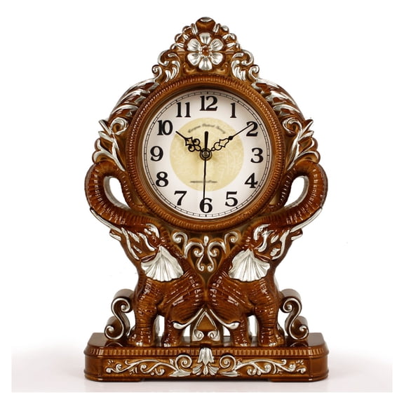 Retro Mantle Clock Table Clock, Quiet Home Clock Non Ticking, Battery Operated Battery Operated Decorative Fireplace Clock For Living Room Or Desk