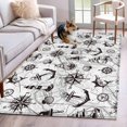thumbnail image 1 of Retro Map Area Rugs 3x5 ft Watercolor Abstract Sailing Boat Black Line Washable Rug Non Slip Indoor Carpet Absorbent Floor Mat for Living Room Bedroom Dining Room, 1 of 9