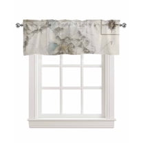 Retro Map Kitchen Valances for Windows Farmhouse Linen Window Valance Curtain for Living Room Window Treatment Middle Century Rustic Mountain Ocean Landscape Valance Rod Pocket Topper, 42 x 12 Inch