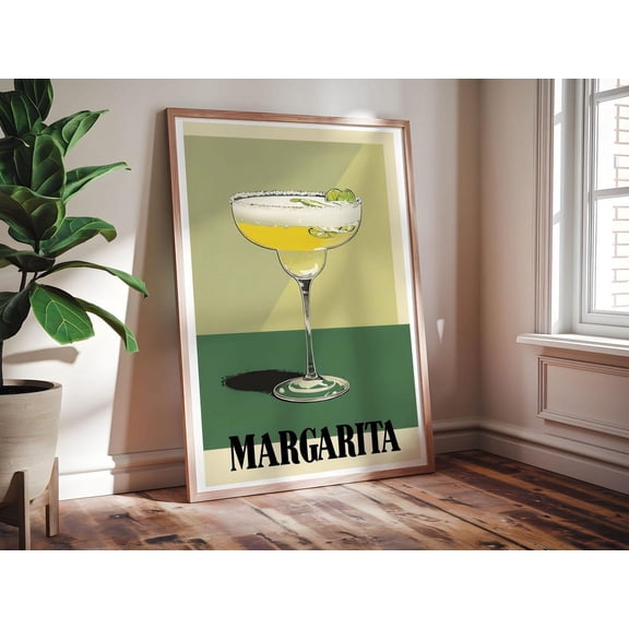 Retro Margarita Style Wall Art Eco Friendly Ready to Hang Decor, Unframed Paper Print Size 8x12