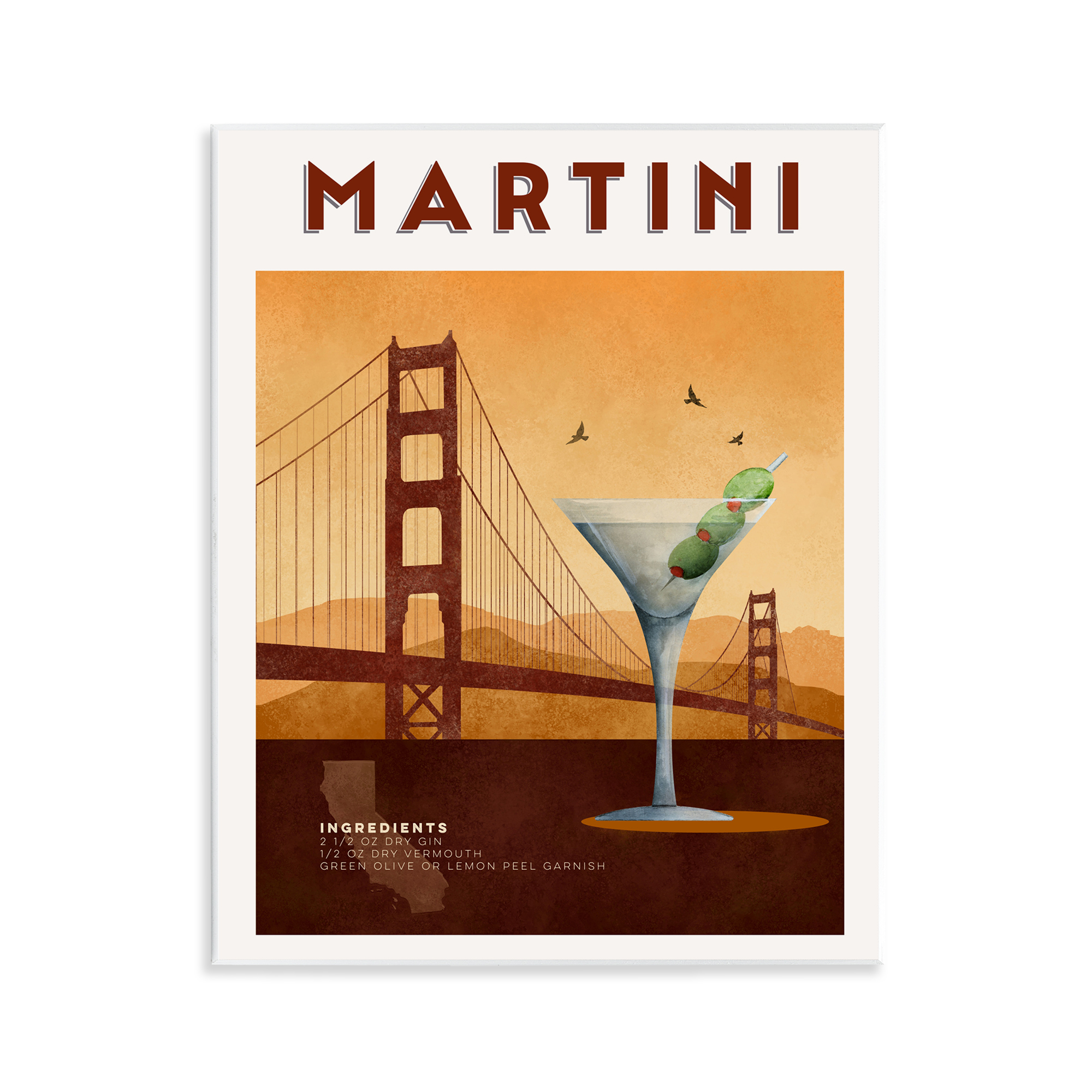 Retro Martini & Bridge View Wall Plaque Art, design by Brett Blumenthal