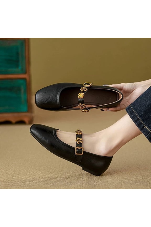 Retro Mary Jane Shoes for Women 2026 Spring/Summer New Style Shallow Single Shoes Flat Buckle Small Leather Shoes