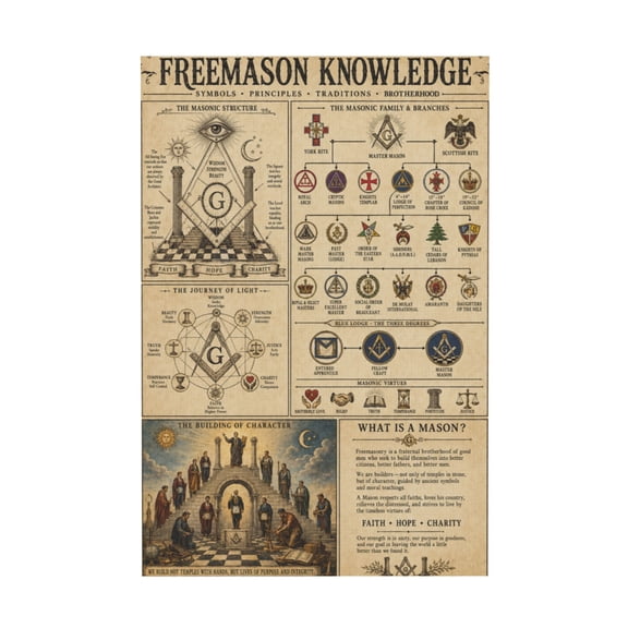 Retro Masonic Symbolism Canvas Wall Art For Home Yard Decor 12*18in