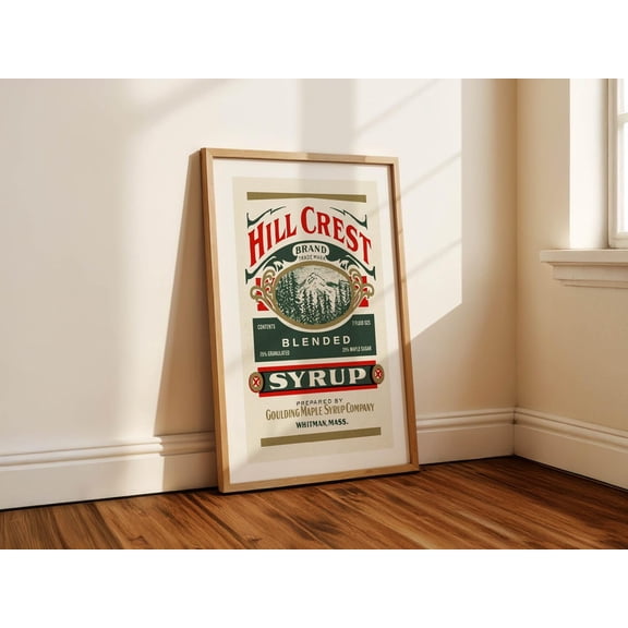 Retro Massachusetts Syrup Label Print: Rustic Kitchen Wall Art, Unframed Paper Poster 8x10in
