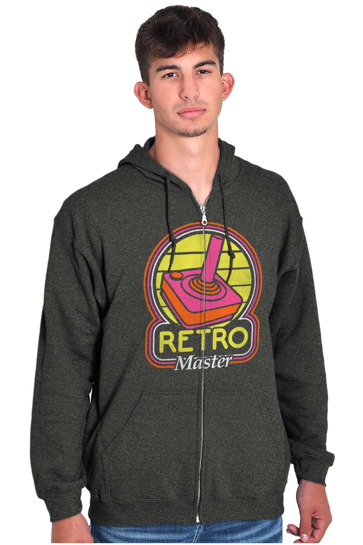 Retro Master Video Game Joystick Zip Up Hoodie Men's Women's Brisco Brands  2X