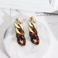 thumbnail image 1 of Retro Matte Metallic Acetate Stud Earrings Leopard Link Chain Women Gold Jewelry, 1 of 8