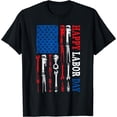 thumbnail image 1 of Retro Mechanic Tools US Flag Happy Labor Day Patriotic Union T-Shirt Black Small, 1 of 4