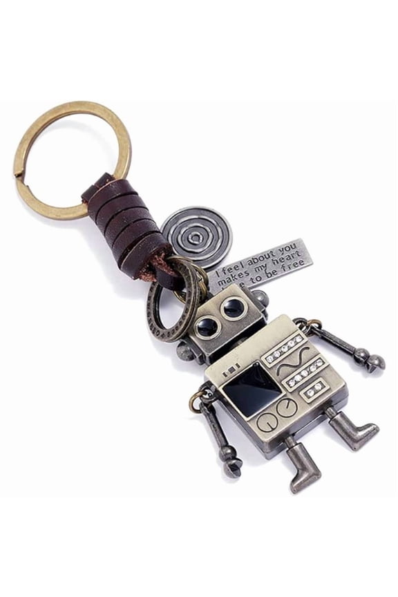 Retro Mechanical Robot Keychain, Vintage Metal Robot Charm with Inspirational Quote Tag, Steampunk Keychain Accessory for Sci-Fi Lovers, Men, Teens