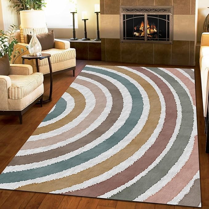 Comfortable Rugs Retro Medieval Rainbow Area Rugs, Geometry Nordic Style Abstract Living ...