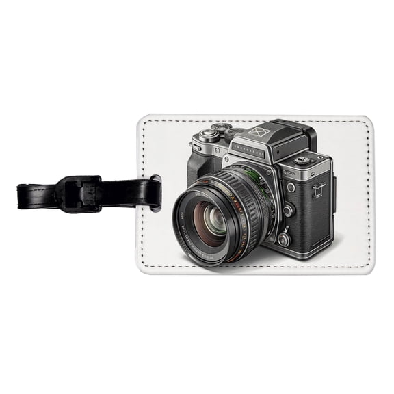 Retro Medium Format Photography Camera Faux Leather Travel Luggage Tag