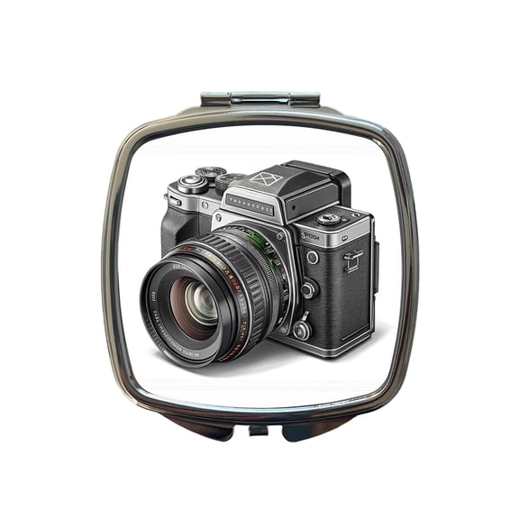 Retro Medium Format Photography Camera Travel Makeup Handbag Purse Small Pocket Compact Mirror