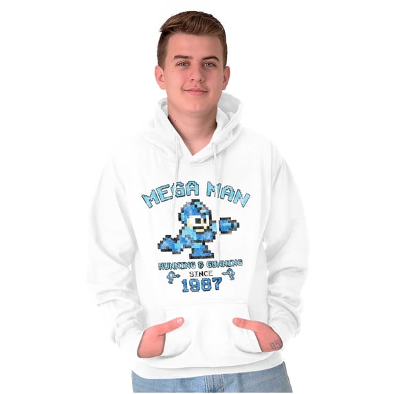 Retro Mega Man Running and Gunning Hoodie Sweatshirt Women Men Brisco Brands X