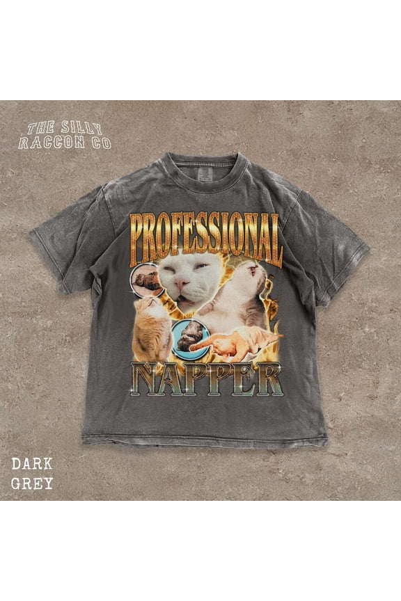 Retro Meme Shirt Professional Napper Funny Cat Tee Vintage Graphic T-shirt Unisex Gift for Cat Dad Cat Mom Sarcastic Humor Tee
