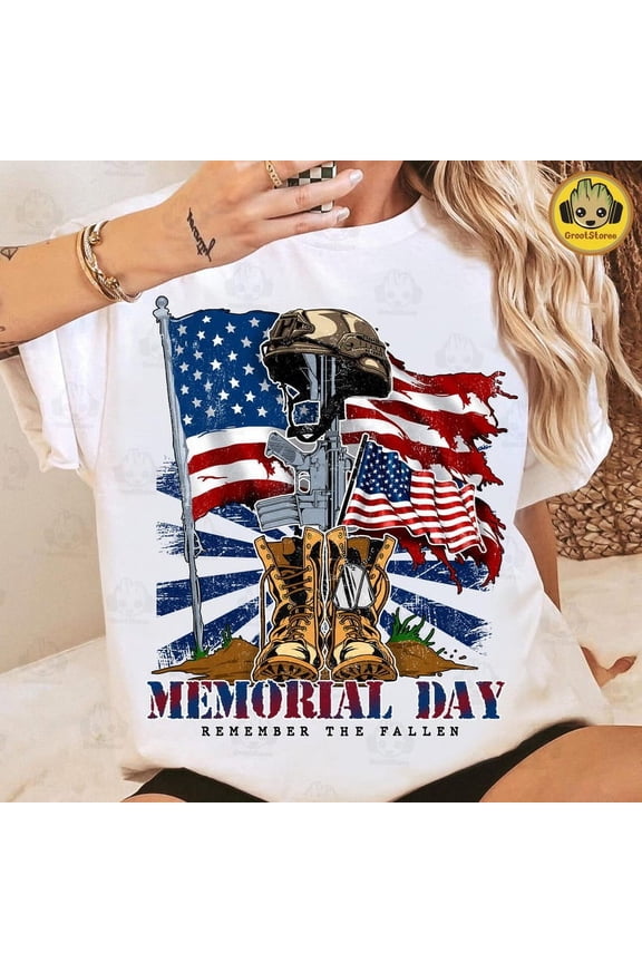 Retro Memorial Day Remember The Fallen T-shirt, Proud Veteran Shirt, Vintage Military Shirt, Patriotic American Shirt, American Soldiers Shirt TH300533