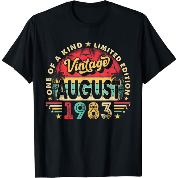 Retro Men 40 Year Old Gift Vintage August 1983 40th Birthday T-Shirt