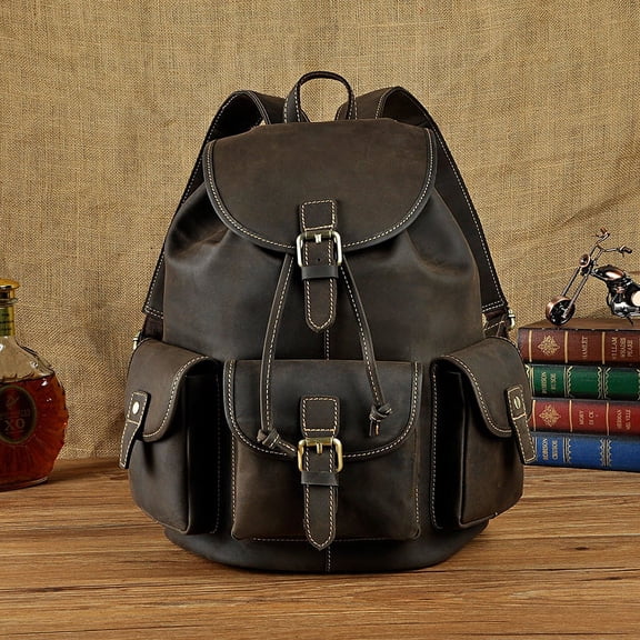 Retro Men'S Large Capacity Backpack,Black