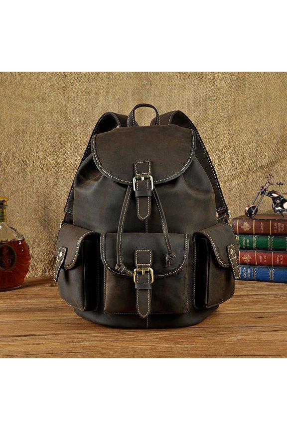 Retro Men'S Large Capacity Backpack,Brown