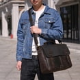thumbnail image 1 of Retro Men's Briefcase Crazy Horse Leather,Large Size, 1 of 2