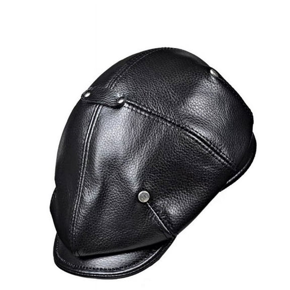 Retro Men's Outdoor Genuine Leather Hat Winter Berets Male Warm Cap 100% Cowhide Dad Hat Leisure Duckbill