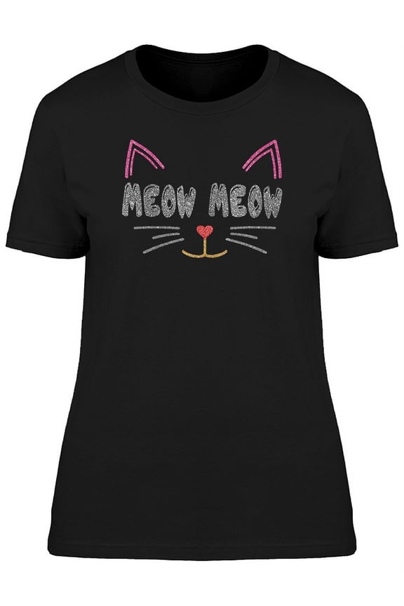 Retro Meow Meow Quote Cat Design T-Shirt Women -Image by Shutterstock, Female x-Large
