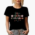 thumbnail image 1 of Retro Merry Christmas Flower Magical Holiday Season Gift Idea, Black T-Shirt, 3XL, 1 of 5