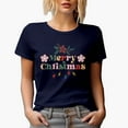 thumbnail image 1 of Retro Merry Christmas Flower Magical Holiday Season Gift Idea, Navy Blue T-Shirt, 3XL, 1 of 5