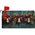 thumbnail image 1 of Retro Merry Christmas Mailbox Cover Vintage Wall Jingle Bell Pine Cone Bowknot Xmas Magnetic Mailbox Covers Standard Size 21x25.5 Inch for Garden Outdoor Winter Mail Box Wraps Post Letter Cover, 1 of 6