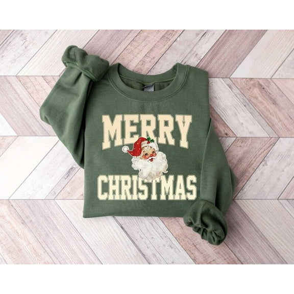 Retro Merry Christmas Santa Sweatshirt, Merry Christmas Shirt, Santa Claus Sweatshirt, Christmas Gift, Christmas Season Shirt, Holiday Shirt