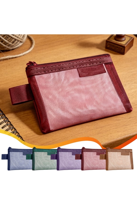 Retro Mesh Coin Purse Handbag Small Storage Bag • Transparent Mini Organizer Pouch • Lightweight Zipper Travel Wallet for Cash Cards