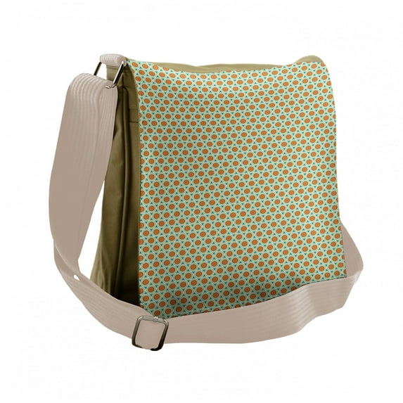 Retro Messenger Bag, Vintage Geometrical Motifs, Unisex Cross-body, by Ambesonne
