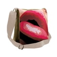 thumbnail image 1 of Retro Messenger Bag, Woman Red Lips Charming Mouth, Unisex Cross-body, by Ambesonne, 1 of 2