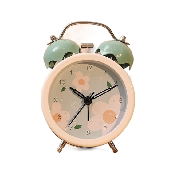 Retro Metal Alarm Clock Silent Movement Night Light for Bedroom