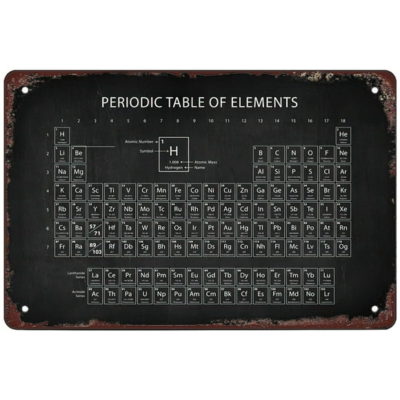 Retro Metal Aluminium Sign Sheet, Periodic Table of Elements, outdoor Home Wall Decoration Size: 8 x 12 inch