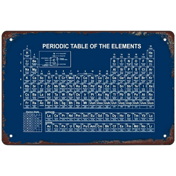 Retro Metal Aluminium Sign Sheet, Periodic Table of Elements, outdoor Home Wall Decoration Size: 8 x 12 inch