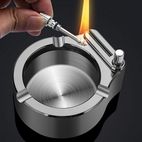 Retro Metal Ashtray Ten Thousand Match Lighter Multifunction Ashtray Collectible Ashtray for Men Smokers Gifts Simple Stylish Ashtray with Ten Thousand Match Lighter