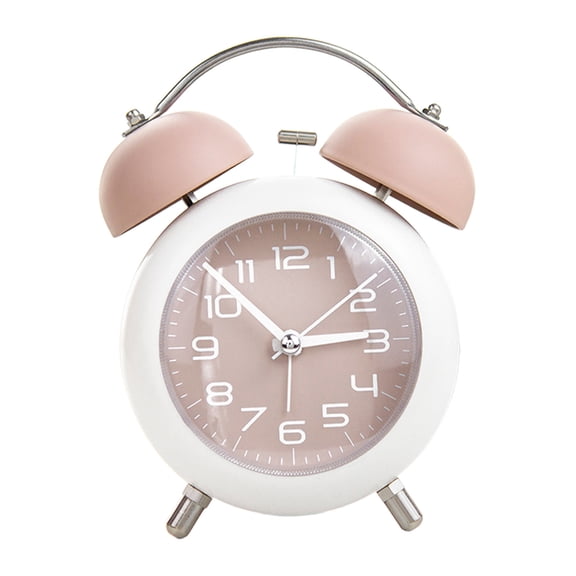Retro Metal Bells Alarm Clock - Silent Non-Ticking Bedside Clock with Loud Alarm and Soft Night Light for Heavy Sleepers, Adults, User-Friendly Analog Dial for Easy Time Reading and Alarm Setting