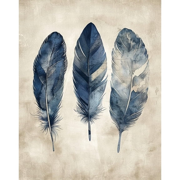 Retro Metal Blue Feather Tin Sign for Home Kitchen Bar Cafe Garage Wall Decor 8x12 Inch